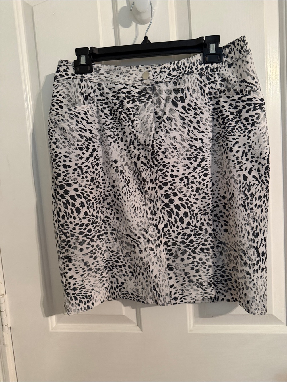 Chico's Black and White Animal-Print A-Line Skirt